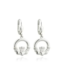 STERLING SILVER CLADDAGH DROP EARRINGS