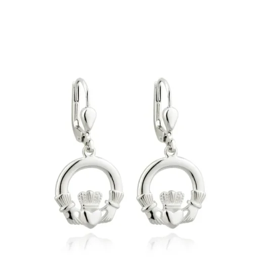STERLING SILVER CLADDAGH DROP EARRINGS