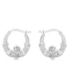 Sterling Silver Claddagh Creole Earrings