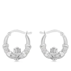 Sterling Silver Claddagh Creole Earrings