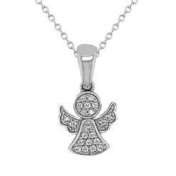Sterling Silver CZ Angel Necklace
