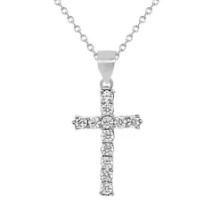 Sterling Silver CZ Cross Necklace