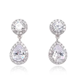 Sterling Silver CZ Drop Earrings