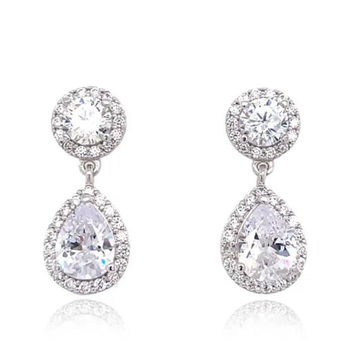 Sterling Silver CZ Drop Earrings