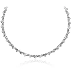 Sterling Silver CZ Heart Tennis Necklet