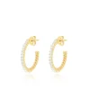 Sterling Silver Gold Plated Half Hoop CZ Earrings
