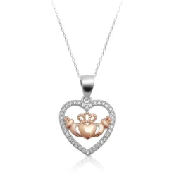 Sterling Silver Heart Shape Claddagh Necklace