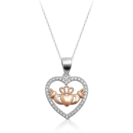 Sterling Silver Heart Shape Claddagh Necklace