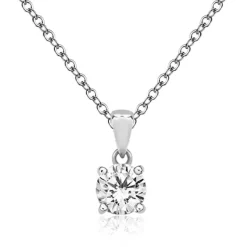 Sterling Silver 5mm CZ Pendant and Trace Chain Necklace