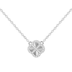 Sterling Silver 11mm Rainbow Clover CZ Necklace