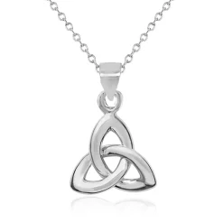 Sterling Silver Plain Trinity Pendant and Trace Chain Necklace