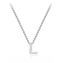 STERLING SILVER RHODIUM PLATED 'L' INITIAL ADJUSTABLE NECKLACE