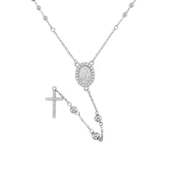 Sterling Silver Rosary CZ Cross Necklet
