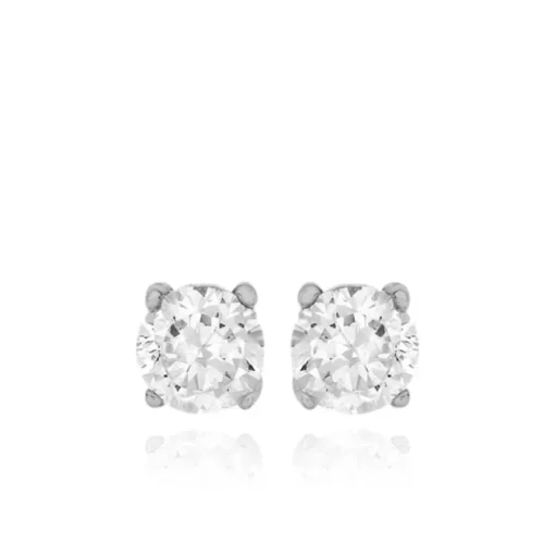 Sterling Silver Round CZ Stud Earrings