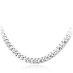 STERLING SILVER ROUNDED CUBAN CHAIN Necklace