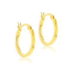 STERLING SILVER YELLOW GOLD PLATED HOOP EARRINGS