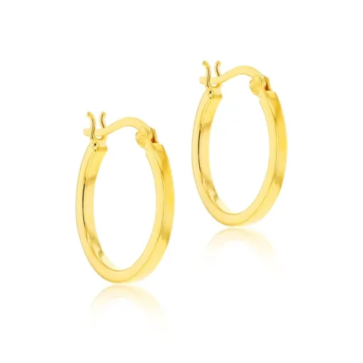 STERLING SILVER YELLOW GOLD PLATED HOOP EARRINGS
