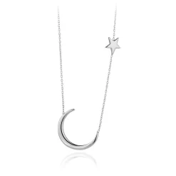 WHITE GOLD MOON & NORTH STAR NECKLACE