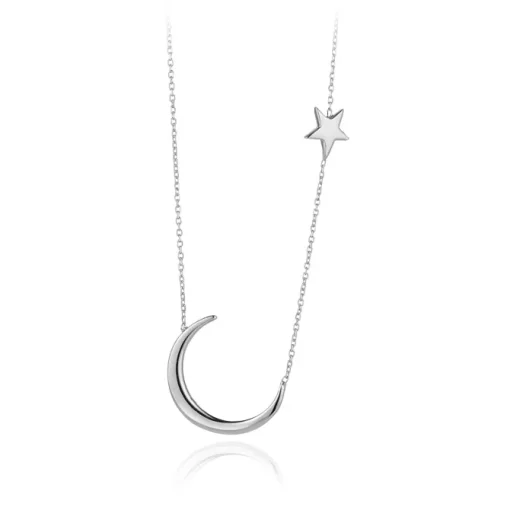 WHITE GOLD MOON & NORTH STAR NECKLACE