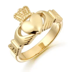 Yellow Gold Plain Unisex Claddagh Ring