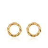 Yellow Gold Plated Twisted Circles Stud Earrings