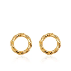 Yellow Gold Plated Twisted Circles Stud Earrings
