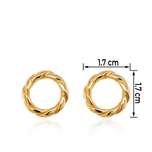 Yellow Gold Plated Twisted Circles Stud Earrings